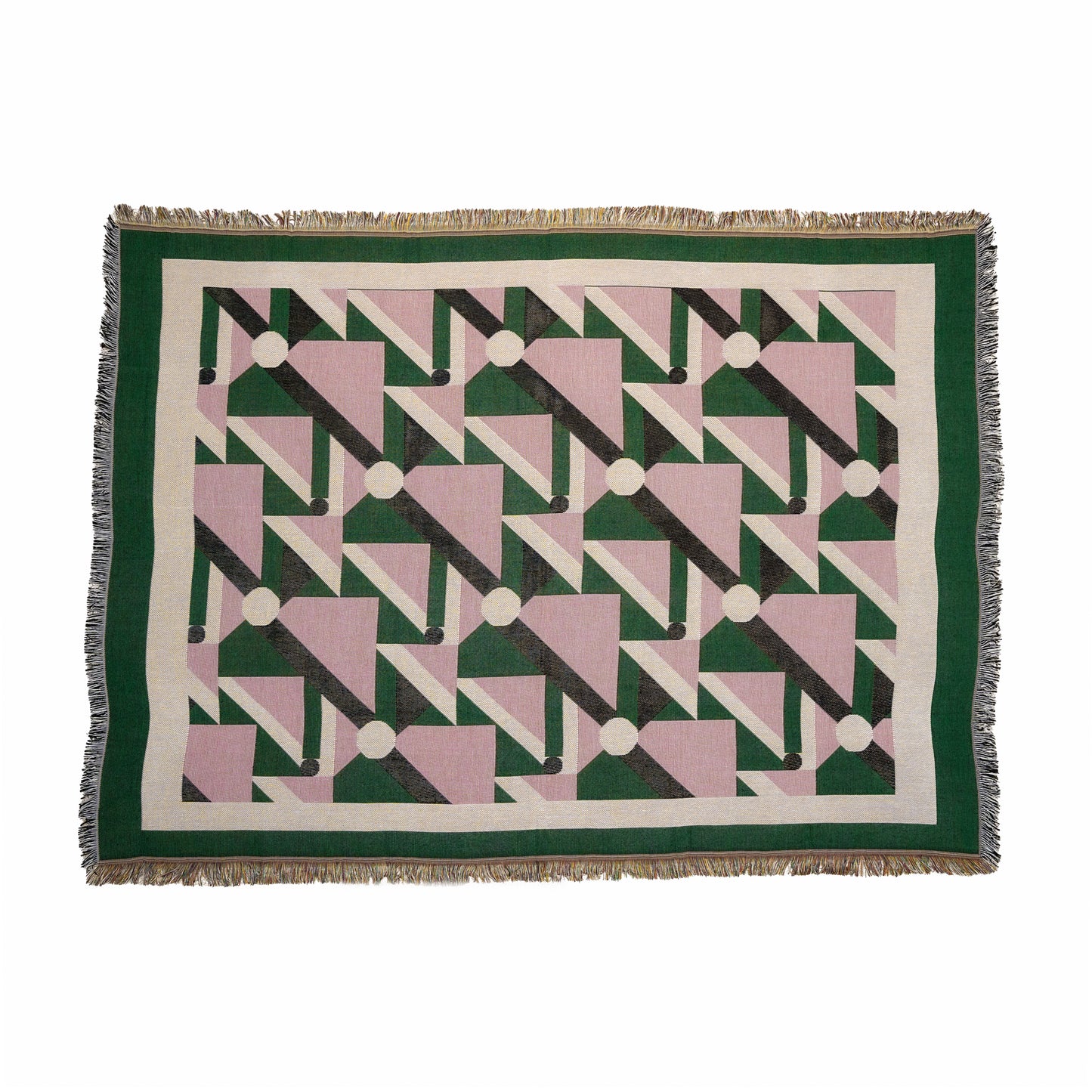 Geometric Throw Blanket - Pink/Green