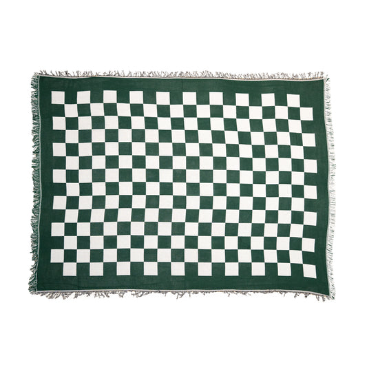Geometric Throw Blanket - Green Check