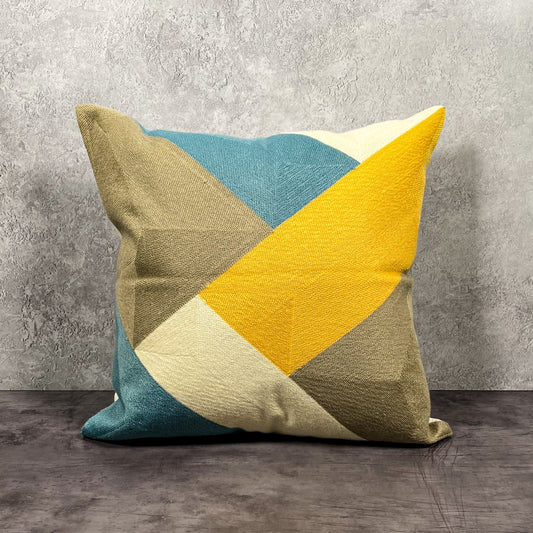Geometric Pillow Cover - Gold/Grey