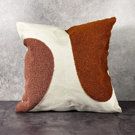Abstract Pillow Cover - White/Brown