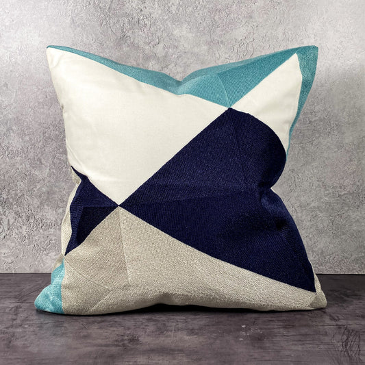 Geometric Pillow Cover - Ice/Navy