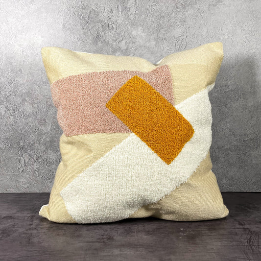 Color Block Pillow Cover - Gold/Pink