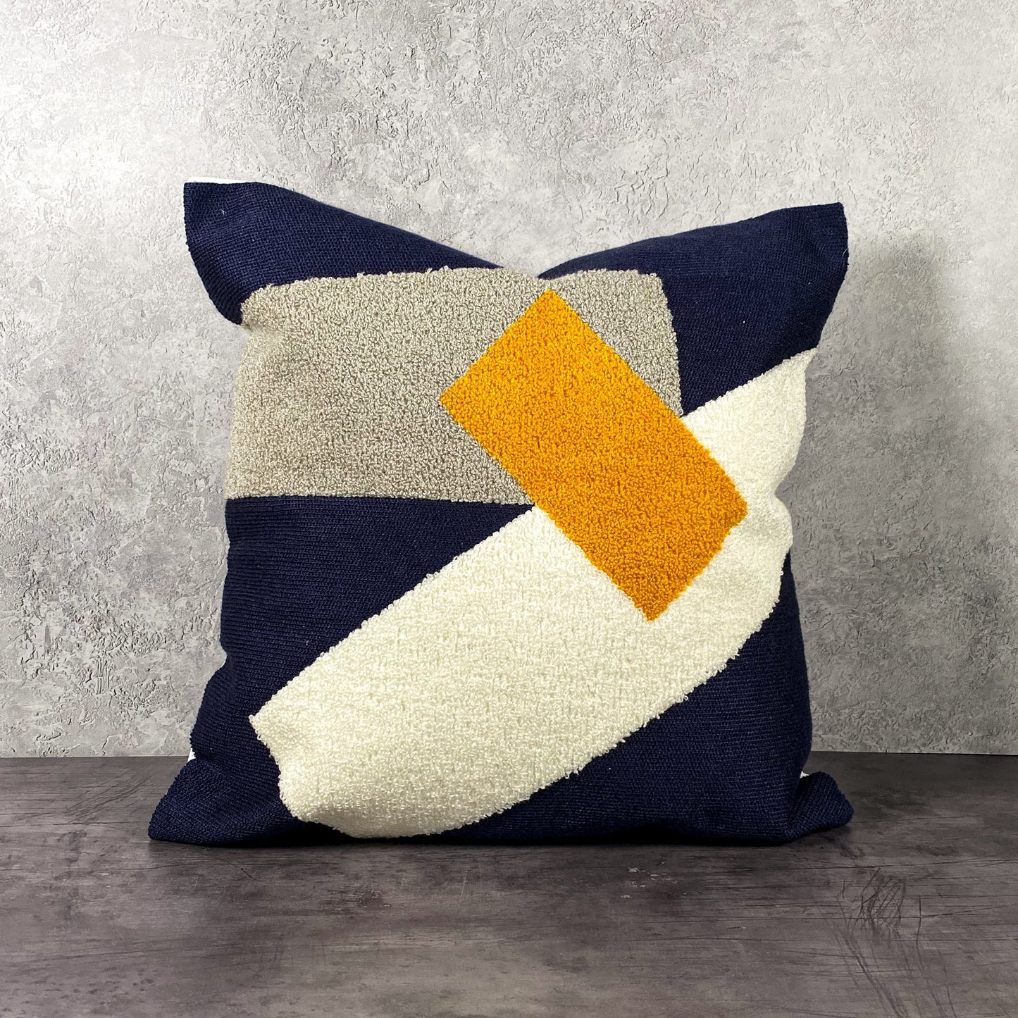 Color Block Pillow Cover - Navy/Grey
