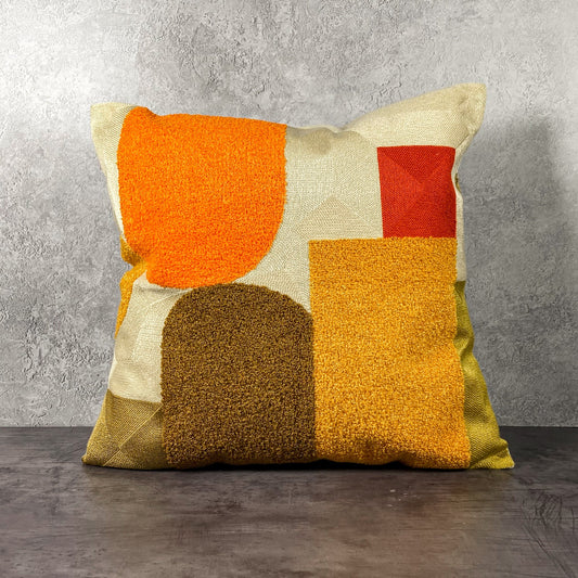 Color Block Pillow Cover - Orange/Brown
