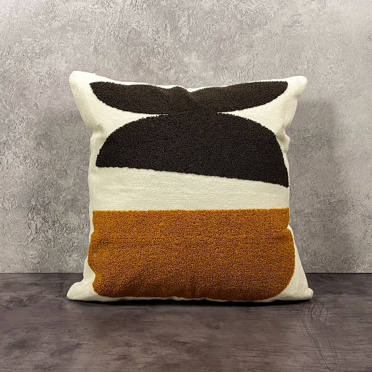 Abstract Pillow Cover - Black/Ochre