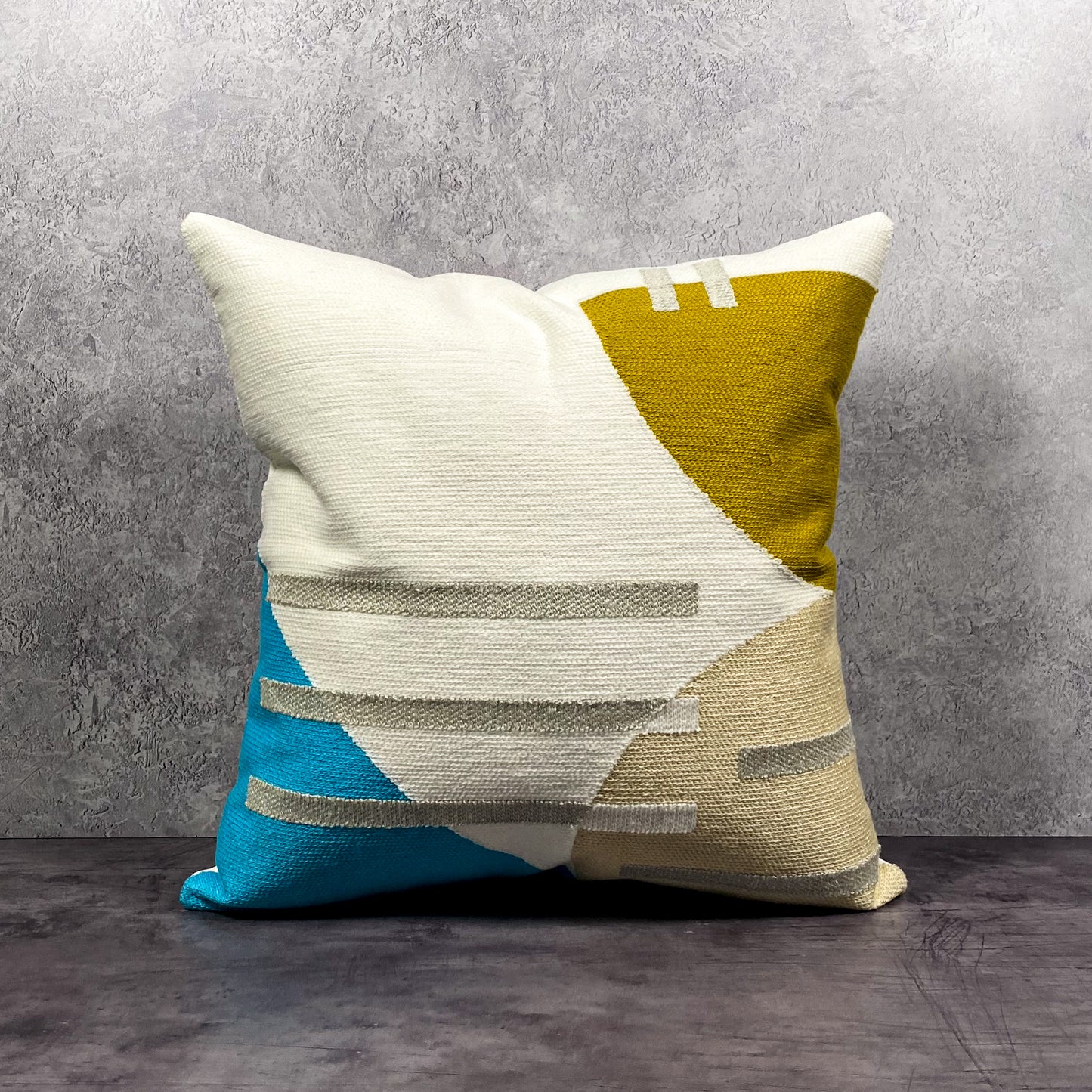 Geometric Pillow Cover - Teal/Grey